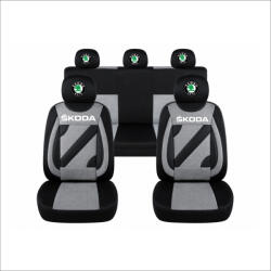 AutoHelix MSA Set Huse Scaune Universale Nero Gri Personalizate cu Skoda (NER108820.17)