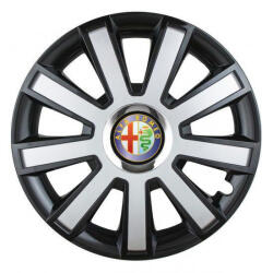 AutoHelix MSA Set 4 capace roti Silver/black cu inel cromat R16 pentru gama auto Alfa Romeo (11177)