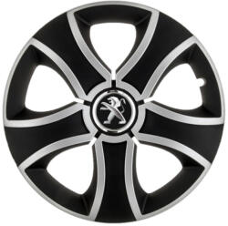 AutoHelix MSA Set 4 Capace Roti 16 inchi (R16) Bis Gri-Negru, Compatibile Cu Peugeot (00000711-3221)