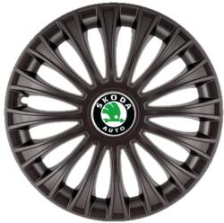 AutoHelix MSA Set 4 Capace Roti 15 inchi (R15) Dino Negru, Compatibile cu Skoda (3982-3982)