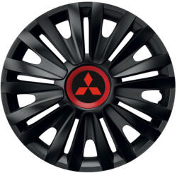 AutoHelix MSA Set 4 capace roti Negre Cu Inel Rosu Royal R16 Compatibil Cu Mitsubishi (10836)