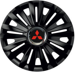 AutoHelix MSA Set 4 capace roti Negre Cu Inel Cromat Royal R15 Compatibil Cu Mitsubishi (10637)
