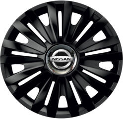 AutoHelix MSA Set 4 capace roti Negre Cu Inel Cromat Royal R15 Compatibil Cu Nissan (10640)