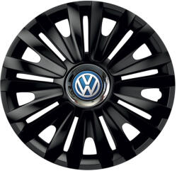 AutoHelix MSA Set 4 capace roti Negre Cu Inel Cromat Royal R16 Compatibil Cu Volkswagen (10677)