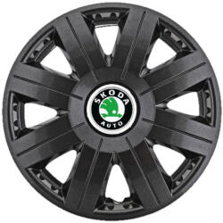 AutoHelix MSA Set 4 Capace Roti 15 inchi (R15) Cosmos Negru, Compatibile cu Skoda (3848)