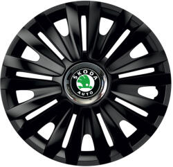 AutoHelix MSA Set 4 capace roti Negre Cu Inel Cromat Royal R16 Compatibil Cu Skoda (10659)