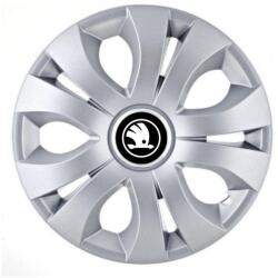 AutoHelix MSA Set 4 Capace Roti 16 inchi (R16), Compatibil Cu Skoda Nou Alb-Negru, model Top Gri (20281)