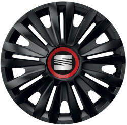 AutoHelix MSA Set 4 capace roti Negre Cu Inel Rosu Royal R16 Compatibil Cu Seat (10854)