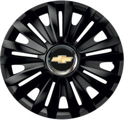 AutoHelix MSA Set 4 capace roti Negre Cu Inel Cromat Royal R16 Compatibil Cu Chevrolet (10591)