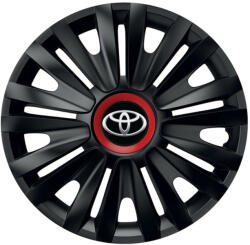 AutoHelix MSA Set 4 capace roti Negre Cu Inel Rosu Royal R15 Compatibil Cu Toyota (10871)