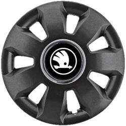 AutoHelix MSA Set 4 Capace Roti potrivite jantelor de 16 inch, pentru Skoda Alb Negru model Ares Black (17987)