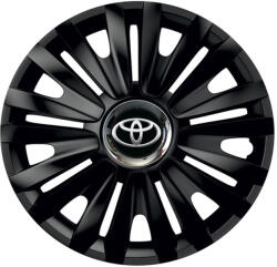 AutoHelix MSA Set 4 capace roti Negre Cu Inel Cromat Royal R15 Compatibil Cu Toyota (10673)