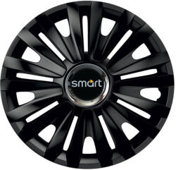 AutoHelix MSA Set 4 capace roti Negre Cu Inel Cromat Royal R14 Compatibil Cu Smart (10660)