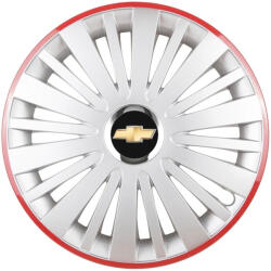 AutoHelix MSA Set 4 Capace Roti, potrivite jantelor de R16, pentru Chevrolet, model falcon argintiu cu rama rosie (13095)
