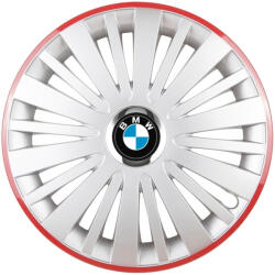 AutoHelix MSA Set 4 Capace Roti, potrivite jantelor de R16, pentru BMW, model falcon argintiu cu rama rosie (13092)