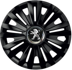 AutoHelix MSA Set 4 capace roti Negre Cu Inel Cromat Royal R15 Compatibil Cu Peugeot (10646)
