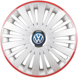 AutoHelix MSA Set 4 Capace Roti, potrivite jantelor de R16, pentru Volkswagen, model falcon argintiu cu rama rosie (13179)