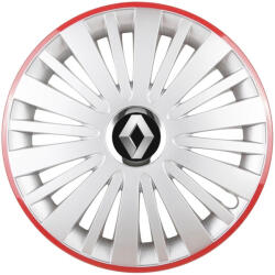 AutoHelix MSA Set 4 Capace Roti, potrivite jantelor de R16, pentru Renault, model falcon argintiu cu rama rosie (13152)