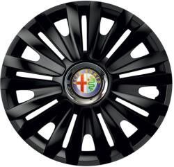 AutoHelix MSA Set 4 capace roti Negre Cu Inel Cromat Royal R15 Compatibil Cu Alfa Romeo (8979)