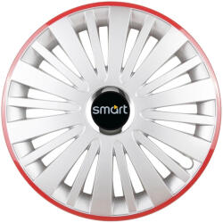 AutoHelix MSA Set 4 Capace Roti, potrivite jantelor de R16, pentru Smart, model falcon argintiu cu rama rosie (13164)