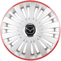 AutoHelix MSA Set 4 Capace Roti, potrivite jantelor de R16, pentru Mazda, model falcon argintiu cu rama rosie (13131)