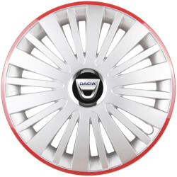 AutoHelix MSA Set 4 Capace Roti, potrivite jantelor de R16, pentru Dacia, model falcon argintiu cu rama rosie (13101)
