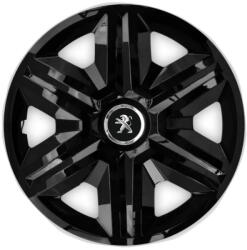 AutoHelix MSA Set 4 capace roti hubcaps fast black R15 Compatibil Cu Peugeot (6932)