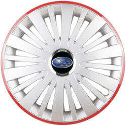AutoHelix MSA Set 4 Capace Roti, potrivite jantelor de R16, pentru Subaru, model falcon argintiu cu rama rosie (13170)