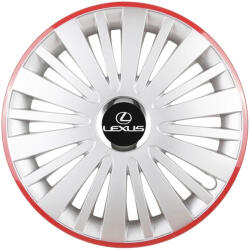 AutoHelix MSA Set 4 Capace Roti, potrivite jantelor de R16, pentru Lexus, model falcon argintiu cu rama rosie (13125)