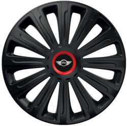 AutoHelix MSA Set 4 capace roti Negre Cu Inel Rosu Trend R16 Compatibil Cu Mini (10932)