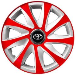 AutoHelix MSA Set 4 capace roti 14 inchi R14 Drift Rosu-Gri, Compatibil cu Toyota (6134)