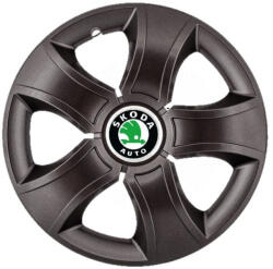 AutoHelix MSA Set 4 Capace Roti 16 inchi (R16) Bis Negru, Compatibile Cu Skoda (3424)
