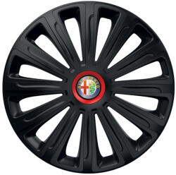 AutoHelix MSA Set 4 capace roti Negre Cu Inel Rosu Trend R16 Compatibil Cu Alfa Romeo (10881)
