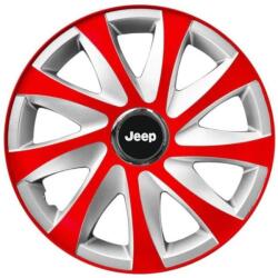 AutoHelix MSA Set 4 capace roti 14 inchi R14 Drift Rosu-Gri, Compatibil cu Jeep (6080)