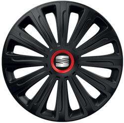 AutoHelix MSA Set 4 capace roti Negre Cu Inel Rosu Trend R16 Compatibil Cu Seat (10953)