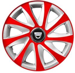 AutoHelix MSA Set 4 capace roti 14 inchi R14 Drift Rosu-Gri, Compatibil cu Dacia (6067)