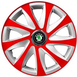 AutoHelix MSA Set 4 capace roti 14 inchi R14 Drift Rosu-Gri, Compatibil cu Skoda (6123)