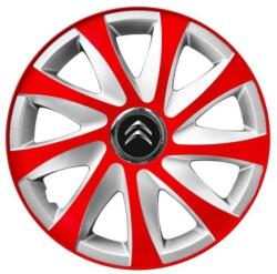AutoHelix MSA Set 4 capace roti 14 inchi R14 Drift Rosu-Gri, Compatibil cu Citroen (6062)