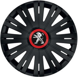 AutoHelix MSA Set 4 capace roti Negre Cu Inel Rosu Active R15 Compatibil Cu Peugeot (10745)