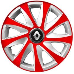 AutoHelix MSA Set 4 capace roti 14 inchi R14 Drift Rosu-Gri, Compatibil cu Renault (6117)