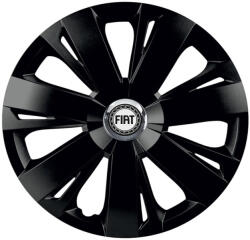 AutoHelix MSA Set 4 capace roti Negre Cu Inel Cromat Energy R15 Compatibil Cu Fiat (8511)