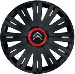 AutoHelix MSA Set 4 capace roti Negre Cu Inel Rosu Active R16 Compatibil Cu Citroen (10695)