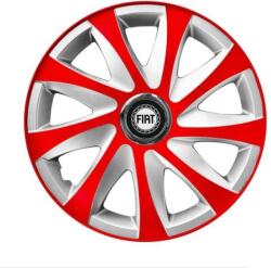 AutoHelix MSA Set 4 capace roti 14 inchi R14 Drift Rosu-Gri, Compatibil cu Fiat (6073)