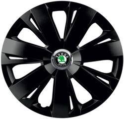 AutoHelix MSA Set 4 capace roti Negre Cu Inel Cromat Energy R16 Compatibil Cu Skoda (8956)