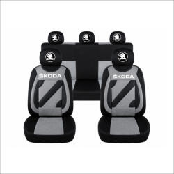 AutoHelix MSA Set Huse Scaune Universale Nero Gri Personalizate cu Skoda Nou (NER108820.18)