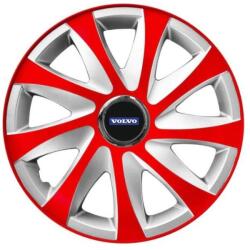 AutoHelix MSA Set 4 capace roti 14 inchi R14 Drift Rosu-Gri, Compatibil cu Volvo (6140)