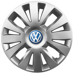 AutoHelix MSA Set 4 Capace Roti 15 inchi (R15) Compatibile Cu VOLKSWAGEN model - 324, Sigla Albastra (324VwAlbastru)