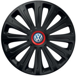 AutoHelix MSA Set 4 capace roti Negre Cu Inel Rosu Trend R16 Compatibil Cu Volkswagen (10974)