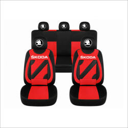 AutoHelix MSA Set Huse Scaune Universale Nero Rosu Personalizate cu Skoda Nou (NER108819.17)
