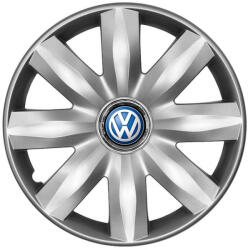 AutoHelix MSA Set 4 capace roti potrivite jantelor de 14 inchi (R14) compatibile Volkswagen, Model - 221, Sigla Albastra (221VwAlbastru)